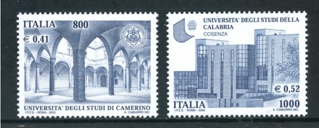 2000 - REPUBBLICA - SCUOLE E UNIVERSITA' 2v. - NUOVI - LOTTO/7303