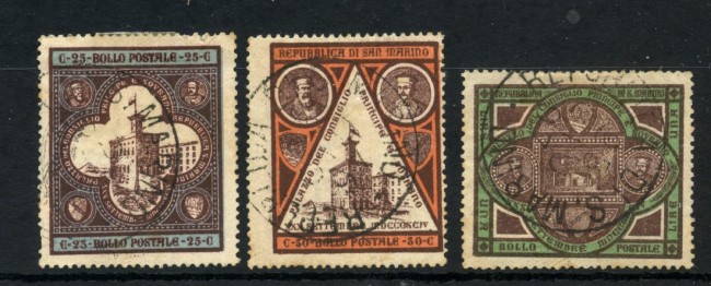 1894 - SAN MARINO - LOTTO/48234 - INAUGURAZIONE PALAZZO DEL GOVERNO  3v. USATI