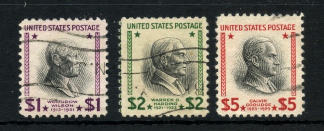 1938/1943 - STATI UNITI - LOTTO/43575 - 1/2/5 DOLLARI PRESIDENTI - 3v. USATI