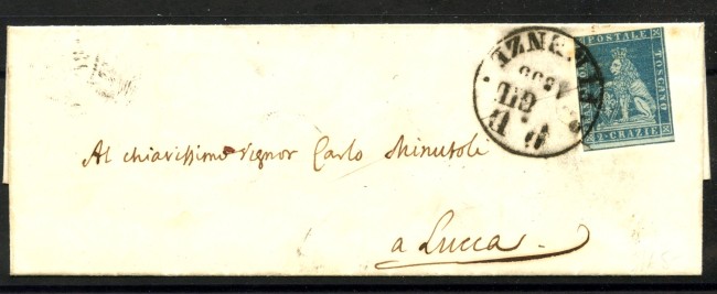 1855 - TOSCANA - LOTTO/40763 - 2 CRAZIE SU  PIEGHEVOLE DA FIRENZE  PER LUCCA
