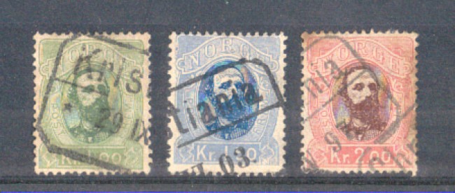 1878 - LOTTO/NORV34CPU - NORVEGIA - RE  OSCAR II°  3v. - USATI
