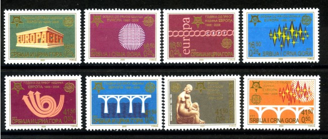 2005 - SERBIA MONTENEGRO - LOTTO/37668 - CINQUANTENARIO EUROPA 8v. - NUOVI