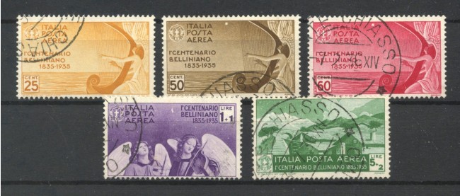 1935 - REGNO - LOTTO/40091 - P/AEREA VINCENZI BELLINI 5v. - USATI