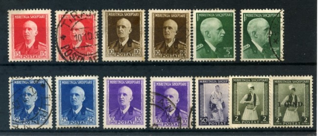 1939/1940 - ALBANIA ITALIANA - 13 FRANCOBOLLI USATI E SG. - LOTTO/26765