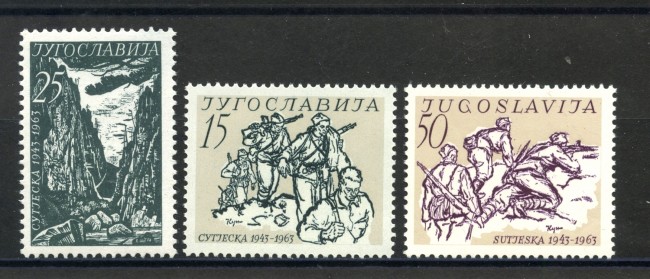 1963 - JUGOSLAVIA - BATTAGLIA DI SUTJESKA  3 v. - NUOVI - LOTTO/33845