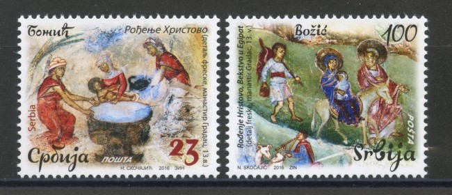 2016 - SERBIA REPUBBLICA - NATALE AFFRESCHI 2v. - NUOVI - LOTTO/35308