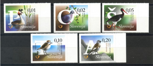 2015 - SLOVENIA - UCCELLI 5v. - NUOVI ADESIVI - LOTTO/34603