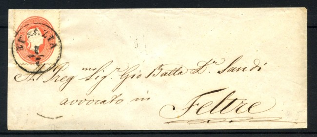 1861- LOMBARDO VENETO - LOTTO/41032 - 5 SOLDI  DA VENEZIA PER FELTRE