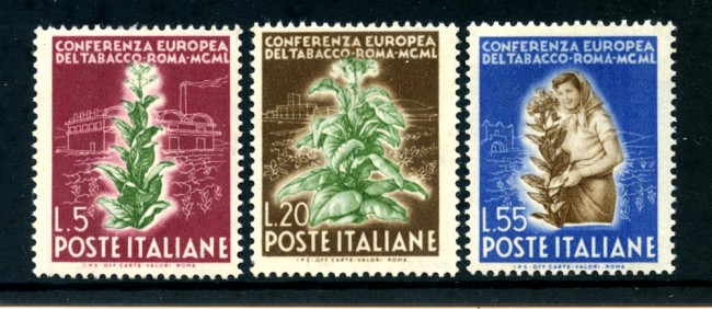 1950 - LOTTO/23756 - REPUBBLICA - CONFERENZA DEL TABACCO 3v. - NUOVI