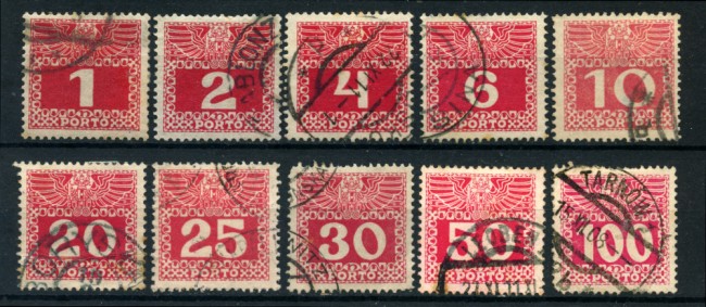 1908 - LOTTO/20576 - AUSTRIA - SEGNATASSE 10v. - USATI