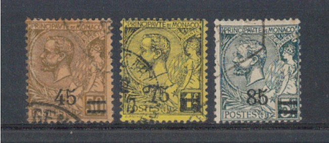 1924 - LOTTO/8500U - MONACO - SOPRASTAMPATI 3v. USATI