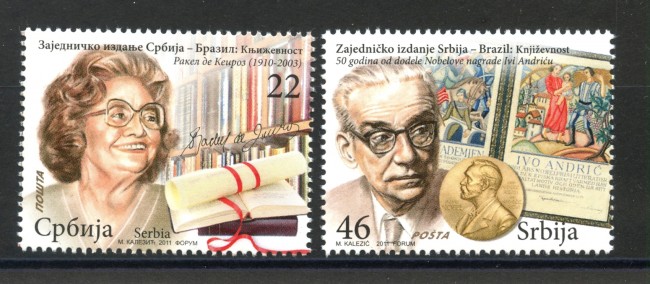 2011 - SERBIA REPUBBLICA - SCRITTORI  2v. - NUOVI - LOTTO/35193