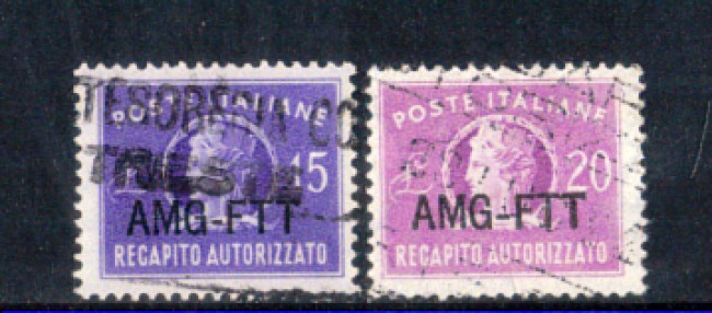 1949/52 - LOTTO711060 - TRIESTE A - RECAPITO AUTORIZZATO 2v. - USATI