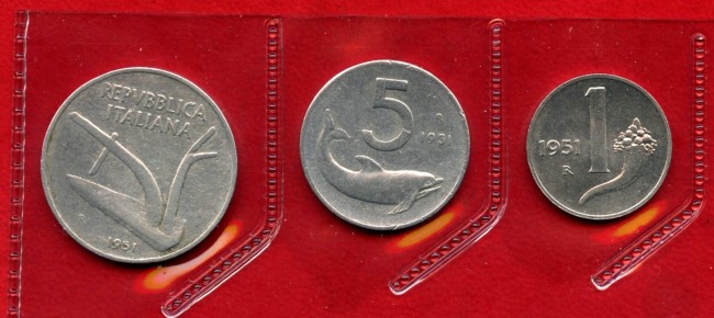 1951 - REPUBBLICA - LOTTO/M43137 - ANNATA COMPLETA  3 MONETE