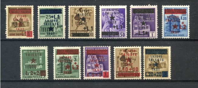 1945 - TRIESTE - LOTTO/32529 -  OCCUPAZIONE JUGOSLAVA - MONUMENTI DISTRUTTI SOVRASTAMPATI 11v. - 