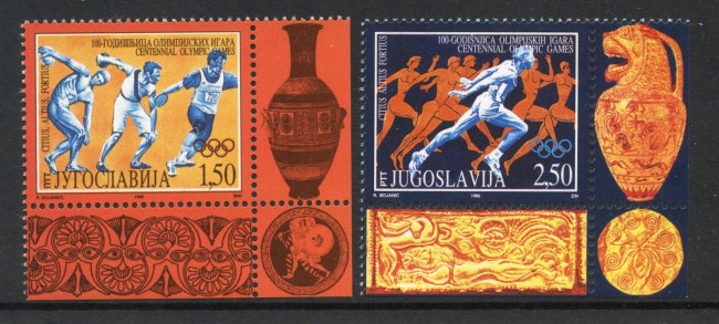 1996 - JUGOSLAVIA - CENTENARIO GIOCHI OLIMPICI  2v. - NUOVI - LOTTO/35443