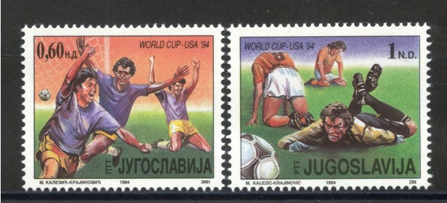 1994 - JUGOSLAVIA - MONDIALI DI CALCIO 2v. - NUOVI - LOTTO/35404