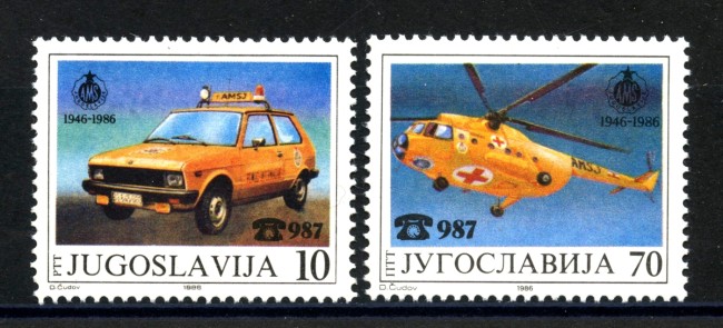 1986 - JUGOSLAVIA - FEDERAZIONE DI AUTOMOBILISMO 2v. - NUOVI - LOTTO/38373