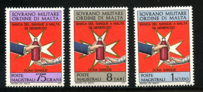 1975 - SOVRANO MILITARE DI MALTA -  BANCA DEL SANGUE  3v. NUOVI - LOTTO/32252