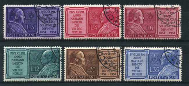1954 - LOTTO/12087 - VATICANO - ANNO MARIANO 6v. - USATI