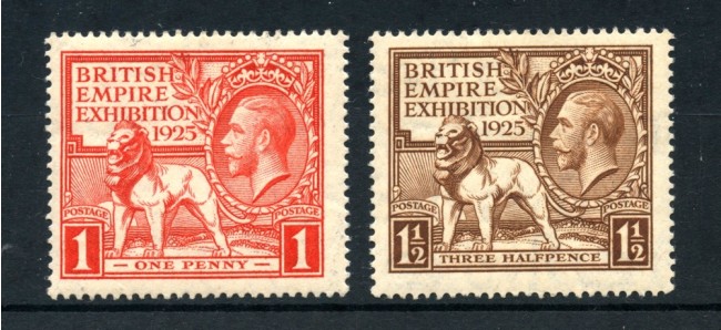 1925 - GRAN BRETAGNA - ESPOSIZIONE DELL'IMPERO BRITANNICO 2v. - LINGUELLATI - LOTTO/25000A