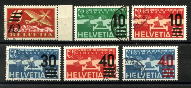 1935/37 - SVIZZERA - LOTTO/40667 - POSTA AEREA 6v. - USATI