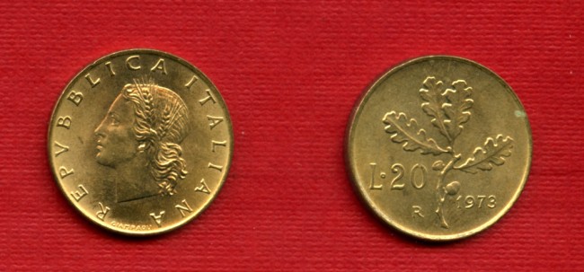 1973 - LOTTO/M21695 - REPUBLICA - 20 LIRE RAMO DI QUERCIA