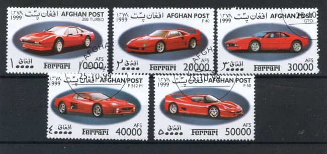 1999 - AFGHANISTAN - LOTTO/43158 - AUTOMOBILI FERRARI 5v. - USATI