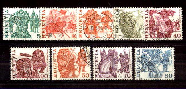 1977 - LOTTO/SVI1041CPU - SVIZZERA - TRADIZIONI POPOLARI 9v. - USATI