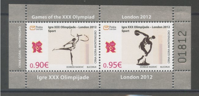 2012 - MONTENEGRO REPUBBLICA - OLIMPIADI DI LONDRA  FOGLIETTO - NUOVO - LOTTO/34920