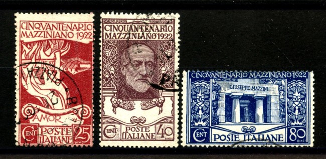 1922 - REGNO - LOTTO/39997 - GIUSEPPE MAZZINI 3v. - USATI