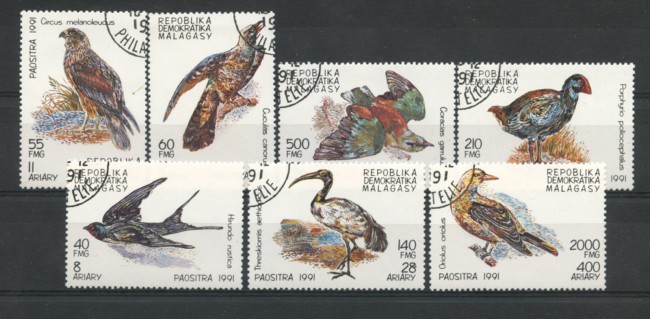 1991 - LOTTO/19272 - MADAGASCAR -  UCCELLI 7v. - USATI