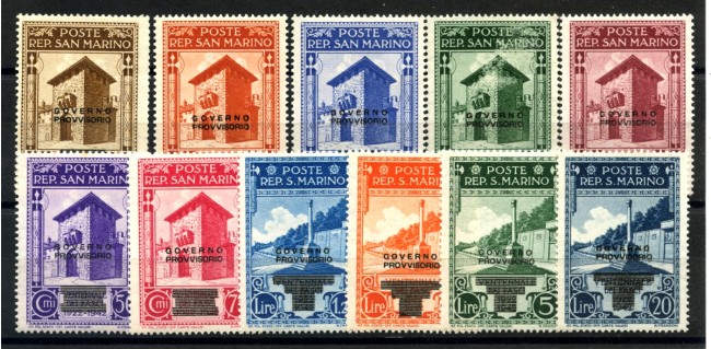 1943 - SAN MARINO - GOVERNO PROVVISORIO  11v. - T/L - LOTTO/36687