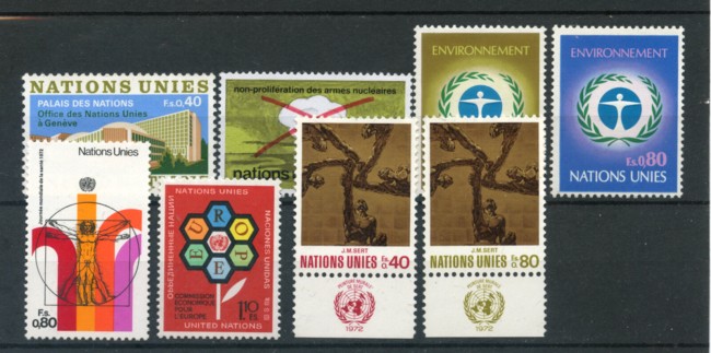 1972 - LOTTO/23400 - ONU SVIZZERA - ANNATA COMPLETA 8V. - NUOVI