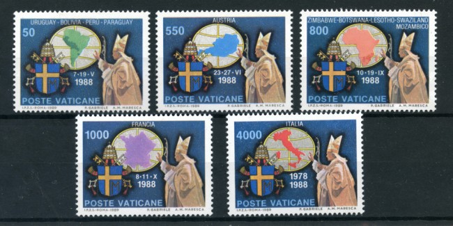 1989 - LOTTO/22176 - VATICANO - VIAGGI DI GIOVANNI PAOLO II° 5v. - NUOVI