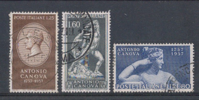 1957 - LOTTO/6315U - REPUBBLICA - A.CANOVA 3v. USATI