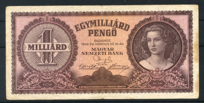 1946 - UNGHERIA - LOTTO/47440 - BANCONOTA 1 MILIARDO PENGO