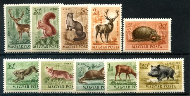 1953 - UNGHERIA  - ANIMALI SELVATICI - POSTA AEREA 10v. - NUOVI - LOTTO/30050