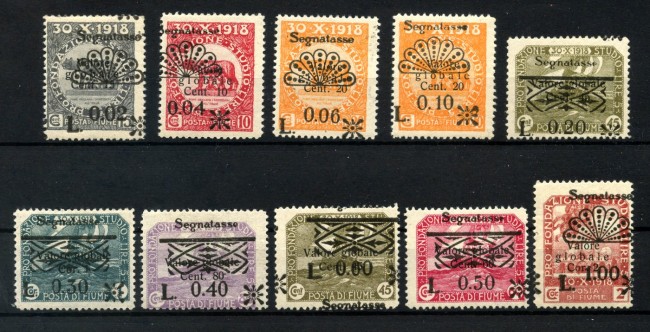 1921 - FIUME - LOTTO/39803 - SEGNATASSE VALORE GLOBALE 10v.- LINGUELLATI