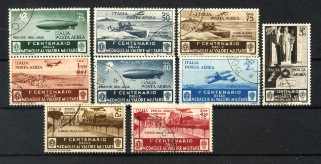 1934 - REGNO -  LOTTO/40089 - P/AEREA MEDAGLIE AL VALORE 9v . USATI