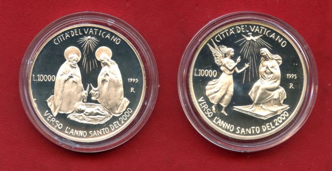 1995 - VATICANO - LOTTO/M48605 - SERIE DI 2 MONETE COMMEMORATIVE  ANNO SANTO