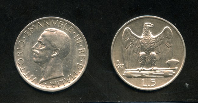 1927 - LOTTO/M14735 - REGNO - 5 LIRE AQUILINO ARGENTO