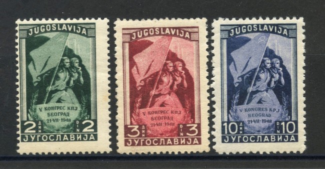 1948 - JUGOSLAVIA - CONGRESSO PARTITO COMUNISTA  3v. - NUOVI - LOTTO/33759
