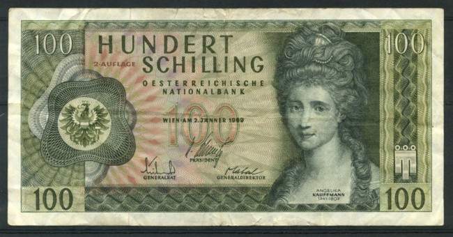 AUSTRIA - 1969 - LOTTO/16729 - 100 SCELLINI  A. KAUFFMANN