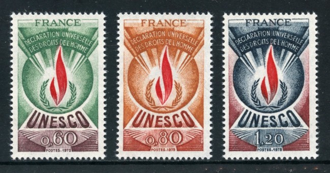 1975 - FRANCIA - UNESCO DIRITTI DELL'UOMO 3v. - NUOVI