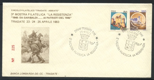 1983 - REPUBBLICA - TRADATE (VA) - MOSTRA FILAT. LA RESISTENZA - BUSTA - LOTTO/27799