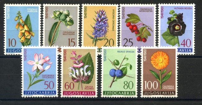 1961 - JUGOSLAVIA - PIANTE MEDICINALI 9 v. - NUOVI - LOTTO/33833