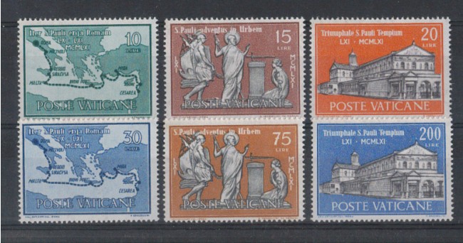 1961 - LOTTO/5876 - VATICANO - SAN PAOLO A ROMA  6v. - NUOVI