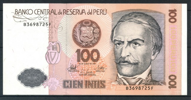 1987 - PERU - 100 INTIS - FIOR DI STAMPA - LOTTO/26145