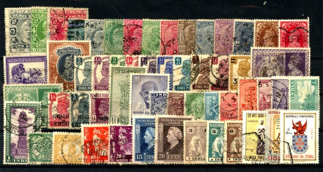 INDIA INGLESE/OLANDESE/PORTOGHESE - LOTTO/43051 - INSIEME DI 50 FRANCOBOLLI DIFFERENTI USATI